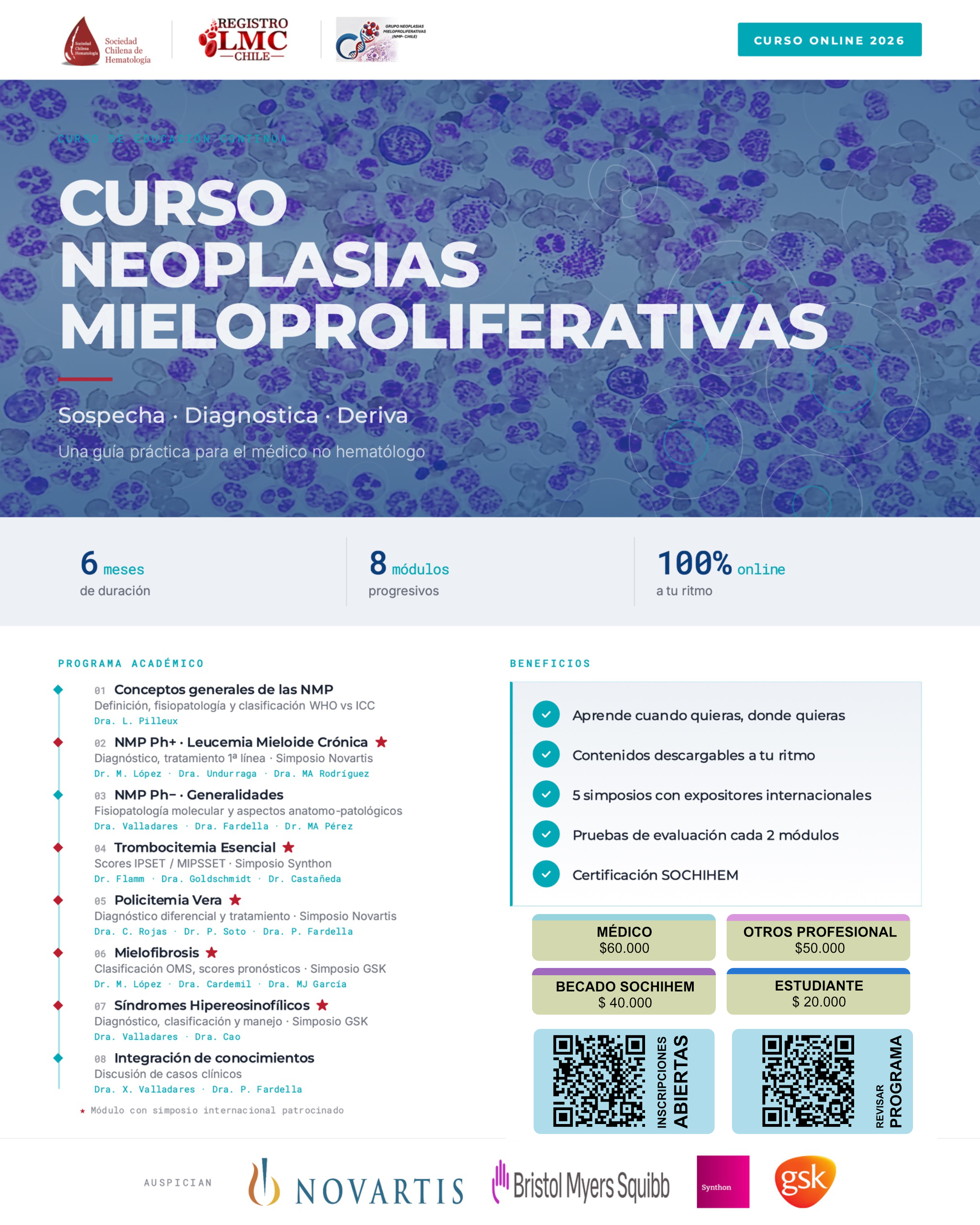 Afiche del curso Neoplasias Mieloproliferativas